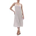 Amazhiyu Women's Pure Linen Summer Midi Split Slip Dress
