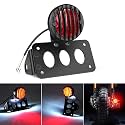 Amazicha 3/4" Motorcycle LED Tail Brake Light, Waterproof Motorcycle Side Mount License Plate Light Compatible for Harley Bobber Chopper Honda