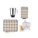 PVC Check Printed Decorative Waterproof Dustproof Mixer and Grinder Full Closure Cover Combo (Multicolour)