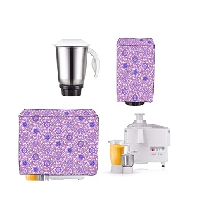 pvc round flower printed decortive waterproof dustproof mixer and grinder full closure cover combo multicolour