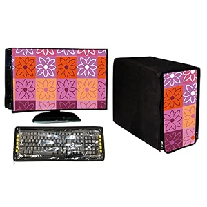 stylish printed 3 in 1 dust proof computerdesktop cover set  set of 3 - desktop cpu keyboard covers  sunflower -185 inch