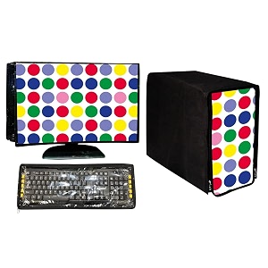 stylish printed 3 in 1 dust proof computerdesktop cover set  set of 3 - desktop cpu keyboard covers  round shape -185 inch