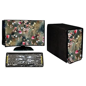 stylish printed 3 in 1 dust proof computer  desktop cover set  set of 3 - desktop cpu keyboard covers  classy - 22 inch
