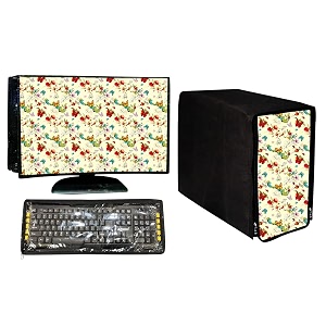 stylish printed 3 in 1 dust proof computerdesktop cover set  set of 3 - desktop cpu keyboard covers  butterfly -185 inch