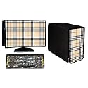 Stylish Printed 3 in 1 Dust Proof Computer/Desktop Cover Set | Set of 3 - Desktop CPU Keyboard Covers | Check Print -18.5 Inch