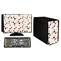 Stylish Printed 3 in 1 Dust Proof Computer/Desktop Cover Set | Set of 3 - Desktop CPU Keyboard Covers | Circle Print -18.5 Inch