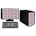 Stylish Printed 3 in 1 Dust Proof Computer/Desktop Cover Set | Set of 3 - Desktop CPU Keyboard Covers | PinkFlower - 22 Inch