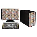 Stylish Printed 3 in 1 Dust Proof Computer / Desktop Cover Set | Set of 3 - Desktop CPU Keyboard Covers |Triangle Shape - 22 Inch