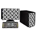 Stylish Printed 3 in 1 Dust Proof Computer/Desktop Cover Set | Set of 3 - Desktop CPU Keyboard Covers | Black Leaves 22 Inch