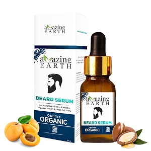 amazing earth certified organic beard serum for men - 100 natural with olive argan amp apricot oil amp grapeseed extract shiny beard hair growth sulphates amp parabens free vegan amp cruelty free - 30ml