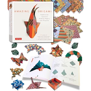 amazing origami kit traditional japanese folding papers and projects 144 origami papers with book 17 projects