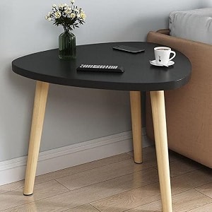 wood triangle easy assembly side table black