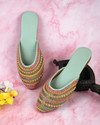 AMAZING TRADERS Women Flats Sandal (Green , 8)