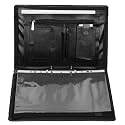 AmazingHind Leatherette Material Professional File Folders for Certificates, Documents Holder with 2 Rings. (6 Leafs, Black File with Handle)