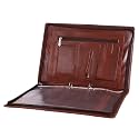 AmazingHind Leatherette Material Professional File Folders for Certificates, Documents Holder with 2 Rings. (6 Leafs, Brown File with Handle)