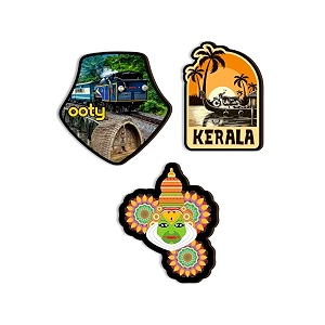 kerala ooty traditional fridge magnets- set of 3  travel souvenir  refrigerator magnet  gifts  decorative items for kitchen fridge magnets set  multicolor fm_85