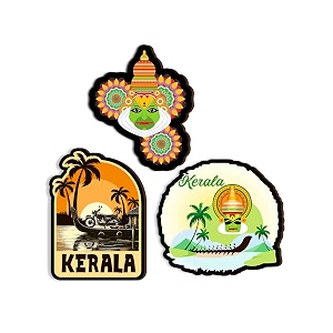 kerala traditional fridge magnets- set of 3  travel souvenir  refrigerator magnet  gifts  decorative items for kitchen fridge magnets set  multicolor fm_82