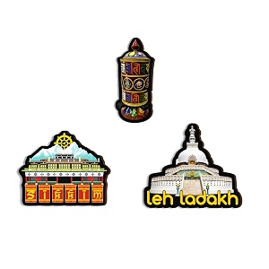 leh ladakh fridge magnets- set of 3  travel souvenir  refrigerator magnet  gifts  decorative items for kitchen fridge magnets set  multicolor fm_91