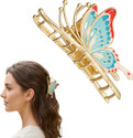 AmazingKarts Elegant Butterfly Design Hair Claw Clip for Women Stylish Hair Claw (Gold, Multicolor)