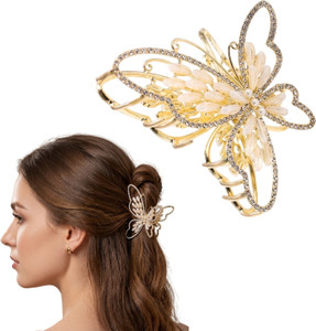 amazingkarts elegant butterfly shape metal hair claw clip for women stylish hair claw gold