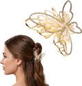 AmazingKarts Elegant Butterfly Shape Metal Hair Claw Clip for Women Stylish Hair Claw (Gold)