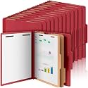 AmazingSpark 100 Pcs 2 Divider Classification Folders Bulk, Dark Red