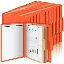 AmazingSpark 100 Pcs 2 Divider Classification Folders Bulk, Orange