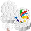 AmazingSpark 100 Pcs White Flower Shape Paint Tray Palettes 5.5 inch Disposable Round Plastic Paint Palette Bulk Watercolor Craft Supplies for Art Class, DIY Craft, Painting Party, Birthday Party