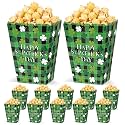AmazingSpark 24 pcs St. Patrick's Day Popcorn Boxes Treat Snack Containers Green Shamrock Popcorn Boxes for Irish Holiday Birthday Party Supplies