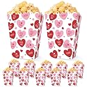 AmazingSpark 24pcs Valentine Popcorn Boxes Red Heart Treat Snack Boxes Popcorn Containers for Classroom Party Supplies Valentine Decorations