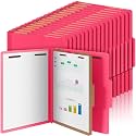 AmazingSpark 48 Pcs 1 Divider Classification Folders Bulk, Rose Pink
