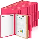 AmazingSpark 60 Pcs 2 Divider Classification Folders Bulk, Rose Pink