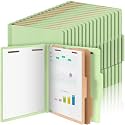 AmazingSpark 60 Pcs 2 Divider Classification Folders Bulk, Light Green
