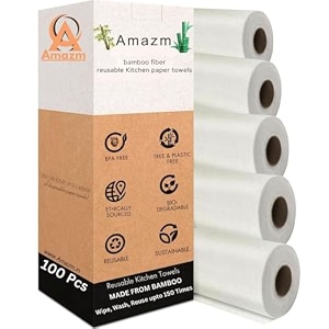 100 sheets bamboo kitchen cleaning towels washable amp reusable up to 2000 times all purpose kitchen towel cloth wipes roll eco-friendly alternative to kitchen tissue roll bamboo towel