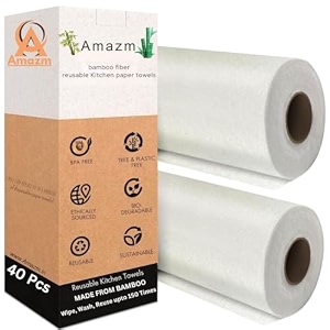 40 sheets reusable bamboo kitchen toweltissue roll soft amp highly absorbent sheets ecofriendly no trees cut reusable up to 2000 times better alternative to paper tissue kitchen towel roll