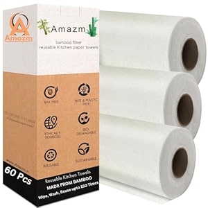 60 sheets bamboo kitchen cleaning towels washable amp reusable up to 2000 times all purpose kitchen towel cloth wipes roll eco-friendly alternative to kitchen tissue roll bamboo kitchen towel