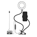 Amazon Basics 3.5 Inches Led Selfie Ring Light Stands with Phone Holder, Flexible Arm Desk Mount Clamp for Live Stream, Makeup, Online Meetings, Recording, Photography, USB Reading Light | 3 Color