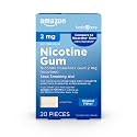 Amazon Basic Care Uncoated Nicotine Polacrilex Gum 2 mg, Original Flavor, Stop Smoking Aid, 20 Count