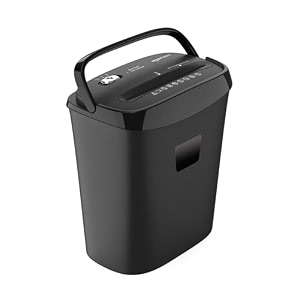 amazon basics 10-sheet cross cut paper and credit card shredder  13 liter waste basket capacity for office and home usage  1 year brand warranty