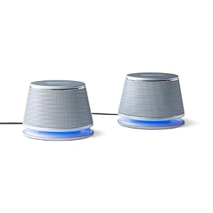 amazon basics usb-powered pc computer speakers with dynamic sound silver