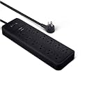 Amazon Basics 12-Outlet Surge Protector Power Strip, 4000 Joules, 8ft Extension Cord, Rectangle, for Home, Office, Gaming Room, Black, Small (Pack of 20)