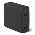 Amazon Basics 120W Fast Charging USB-C Nano GaN Wall Charger, 3-Port for Laptops, Tablets, Phones, Compact Travel-Friendly Size, Black