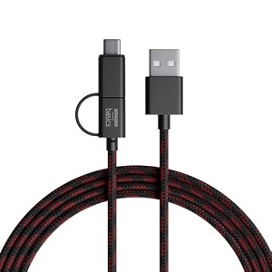 amazon basics 2-in-1 type-c and micro usb braided cable  3a18w fast charging amp 480 mbps data transfer  12m tangle free cable