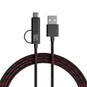 amazon basics 2-in-1 Type-C and Micro USB Braided Cable | 3A/18W Fast Charging &amp; 480 Mbps Data Transfer | 1.2m, Tangle Free Cable