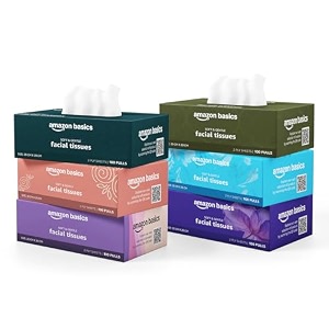 amazon basics 2 ply facial tissue box  600 pulls  100 sheets x pack of 6  office  soft amp highly absorbent tissues