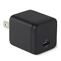 Amazon Basics 20W Fast Charging USB-C Nano GaN Wall Charger, 1-Port PD 3.1, Compact Travel-Friendly, Wide Compatibility for iPhone, Tablets, Phones, Black