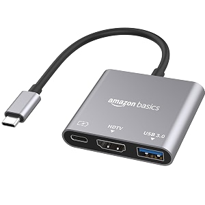 amazon basics 3-in-1 usb-c hub with 4k hdmi usb 30 data port power delivery plug amp play compatible with macbook pro ipad pro laptops smartphones and more