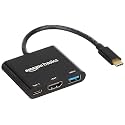 Amazon Basics 3-in-1 USB Type C Adapter to Project Screen of Your USB Type-C Enabled Device on a Large Screen of Any HDMI Monitor Like TV, Projector (Black)