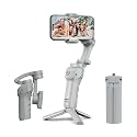 Amazon Basics 3-Axis Smartphone Gimbal Stabilizer with AI Face&amp;Body Tracking|Foldable Design |Adjustable Fill Light| 8 Hr Battery| iPhone, Android Compatible| Perfect for travel/vlogging,Grey (AB-M01)