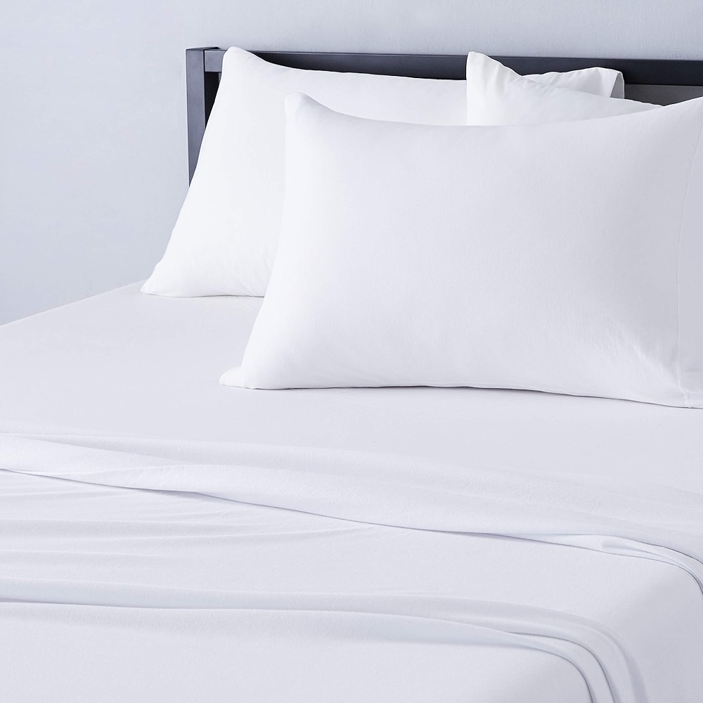 Amazon Basics 3 Piece Bed Sheet Set, 100% Cotton Jersey, Includes Super ...